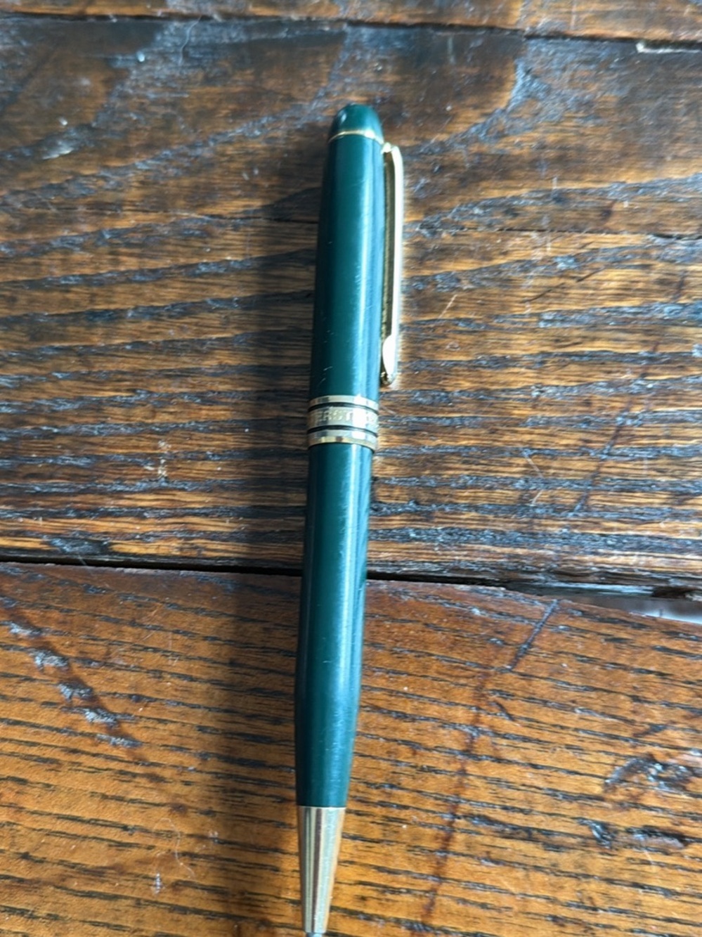 Montblanc Dark Green Ballpoint Pen with Gold Accents